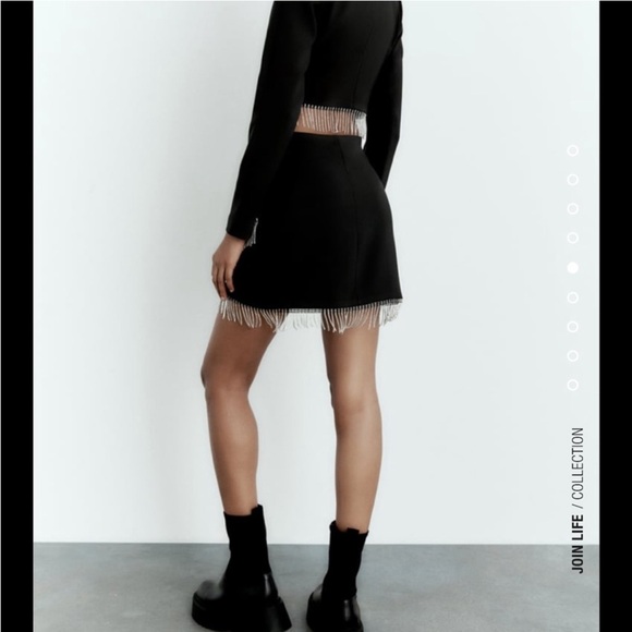 Zara NWT Black Bling Mini Skirt M - Picture 3 of 11